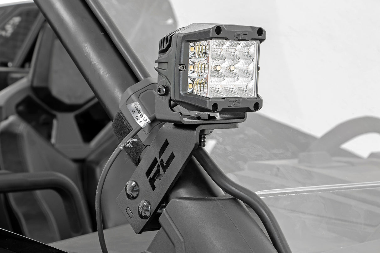 Fits Polaris RZR PRO XP LED Light; A Pillar Mount; 2" Black Pair;  DRL; 93080