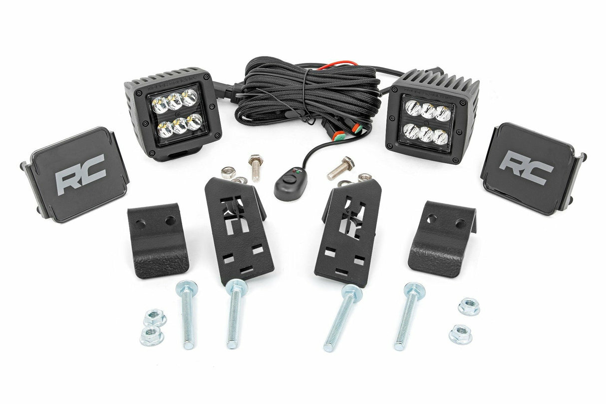 Fits Polaris RZR PRO XP LED Light Kit "A" Pillar Mount 2" Black Pair Spot 93076