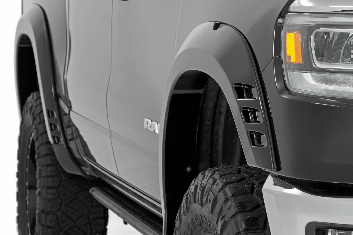 Fits Ram 1500 2WD/4WD (2019-2024) Fender Flares; SF1; PXQ Black; F-D319201-PXQ
