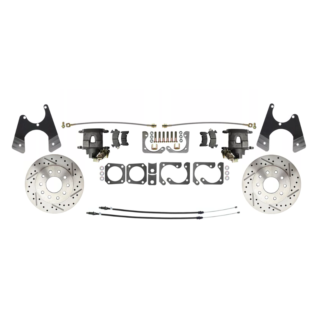 Rear GM A, F, X 10/12 Bolt Disc Brake w/E-Brake & Drilled/Slotted DBK1012LX Brakes MBM