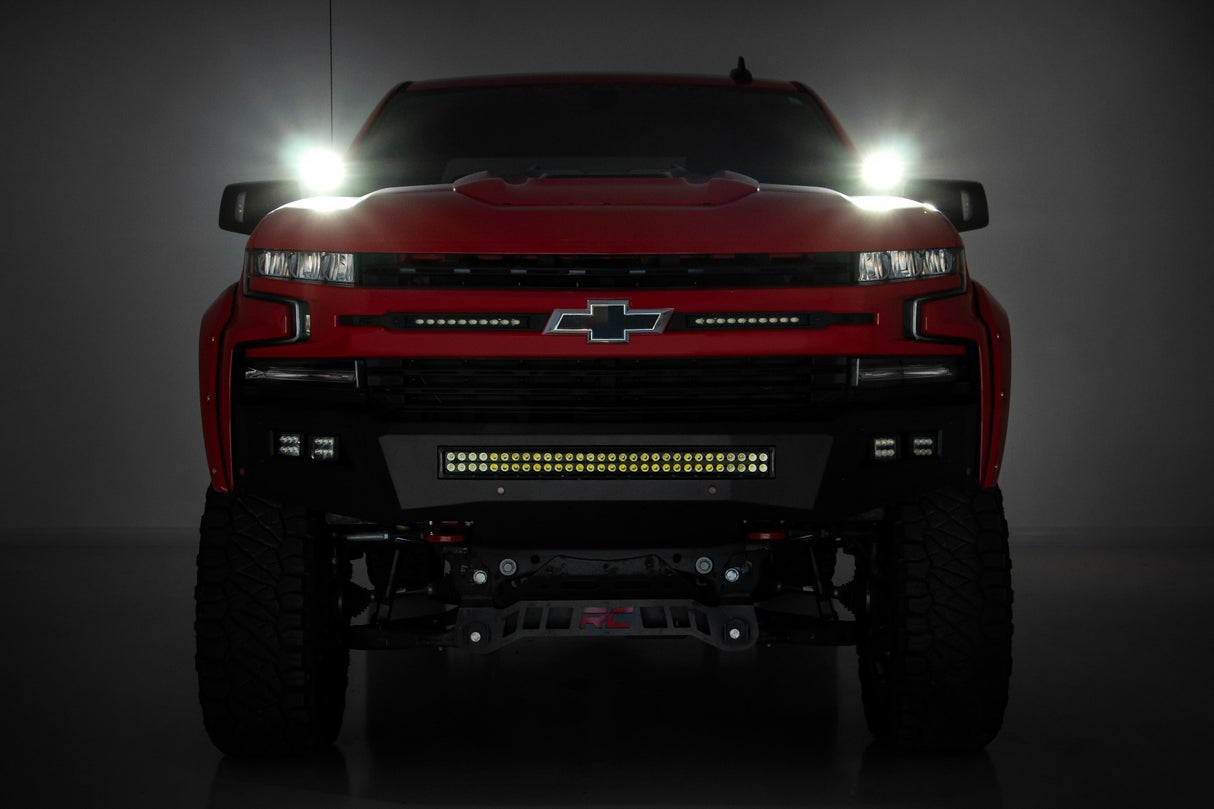 Fits Silverado 1500(19-24) LED Light Ditch Mount 2" Black Pair Amber DRL 70844