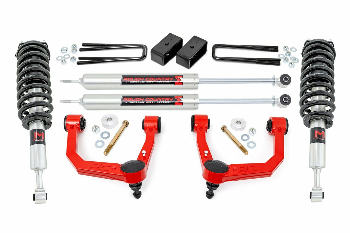 Fits Toyota Tacoma 4WD (2005-2023) 3.5 Inch Lift Kit; UCA; M1 Struts; 74240RED