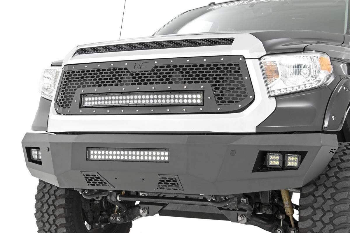 Fits Toyota Tundra 2&4WD (2014-2017) Mesh Grille; 30" Dual Row LED; Black; 70226