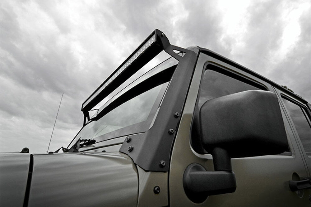Fits Wrangler JK(07-18) LED Light Windshield Mnt 50" Black Dual DRL 70504BLDRL