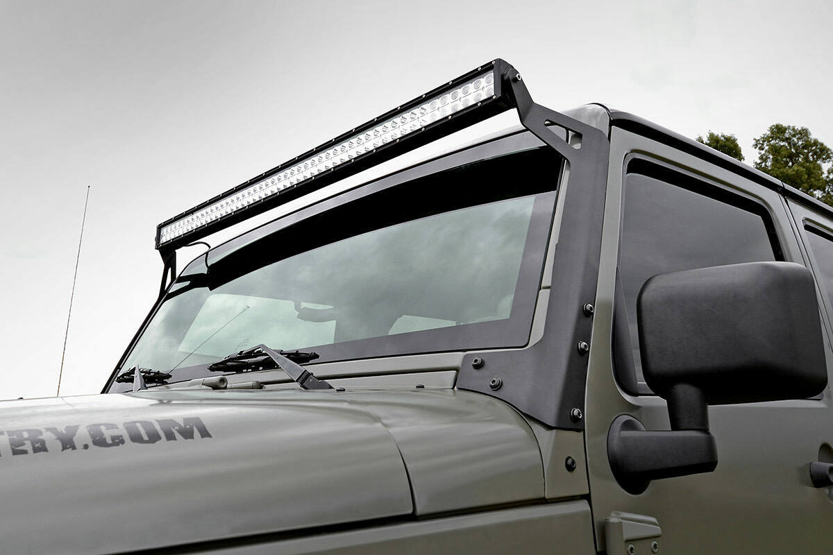 Fits Wrangler JK(07-18) LED Light Windshield Mount 50" Black Dual Row 70504BL