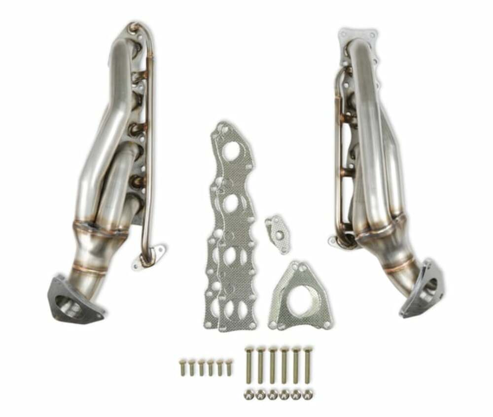 11146FLT - 2007-2014 Toyota Tundra Shorty Header 5.7L - Natural Finish performance headers black polished stainless steel