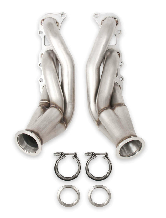 Universal Coyote Turbo Headers - Natural 304 Stainless Steel -12152FLT performance headers Mustang polished