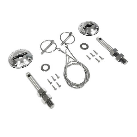 Modern Hood Pin Kit aluminum/SS fits Ford Mustang 15-19 Drake -FR3Z-6316892-LM muscle car