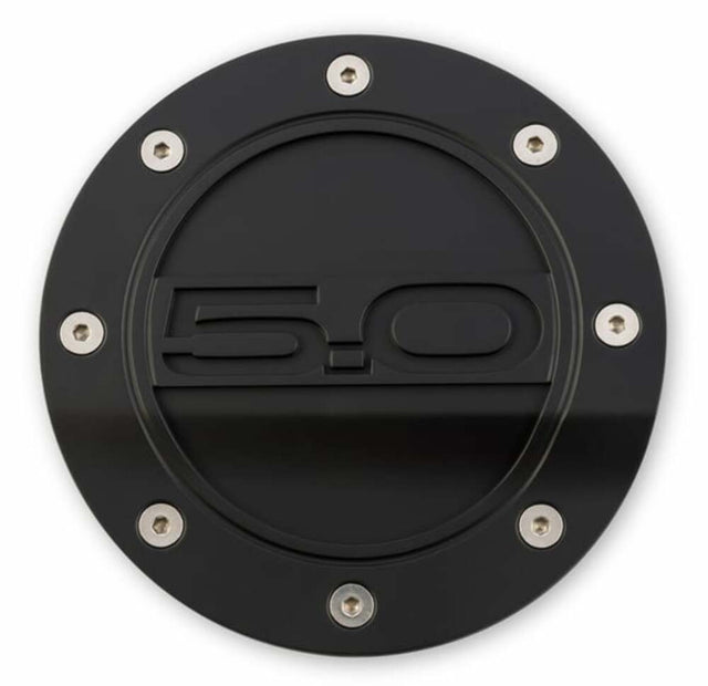 Fuel Door Black 5.0 Logo fits FordMustang 15-21 Drake MuscleCars FR3Z-6640526-5A muscle car stainless steel 6124057