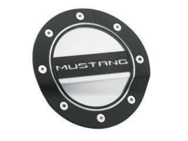Fuel Door Blk&Silver Accent fits Ford Mustang 15-19 Drake -FR3Z-6640526-MB muscle car black stainless steel