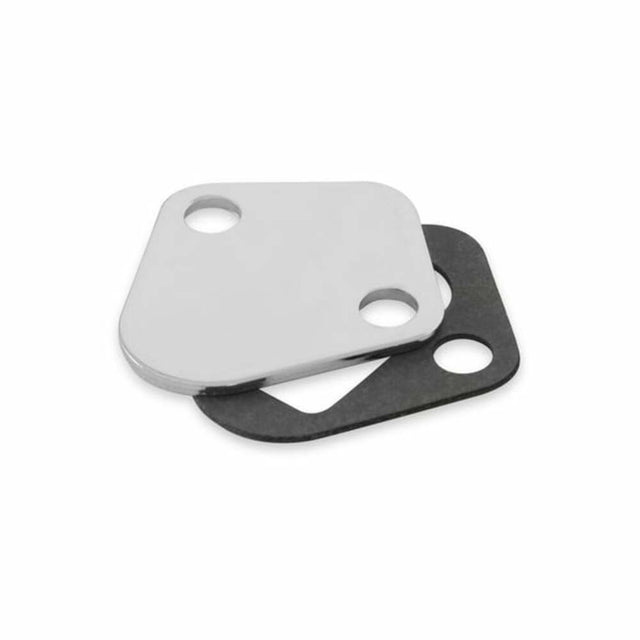 Mr. Gasket fuel pump block off plate Chevy chrome steel 1516