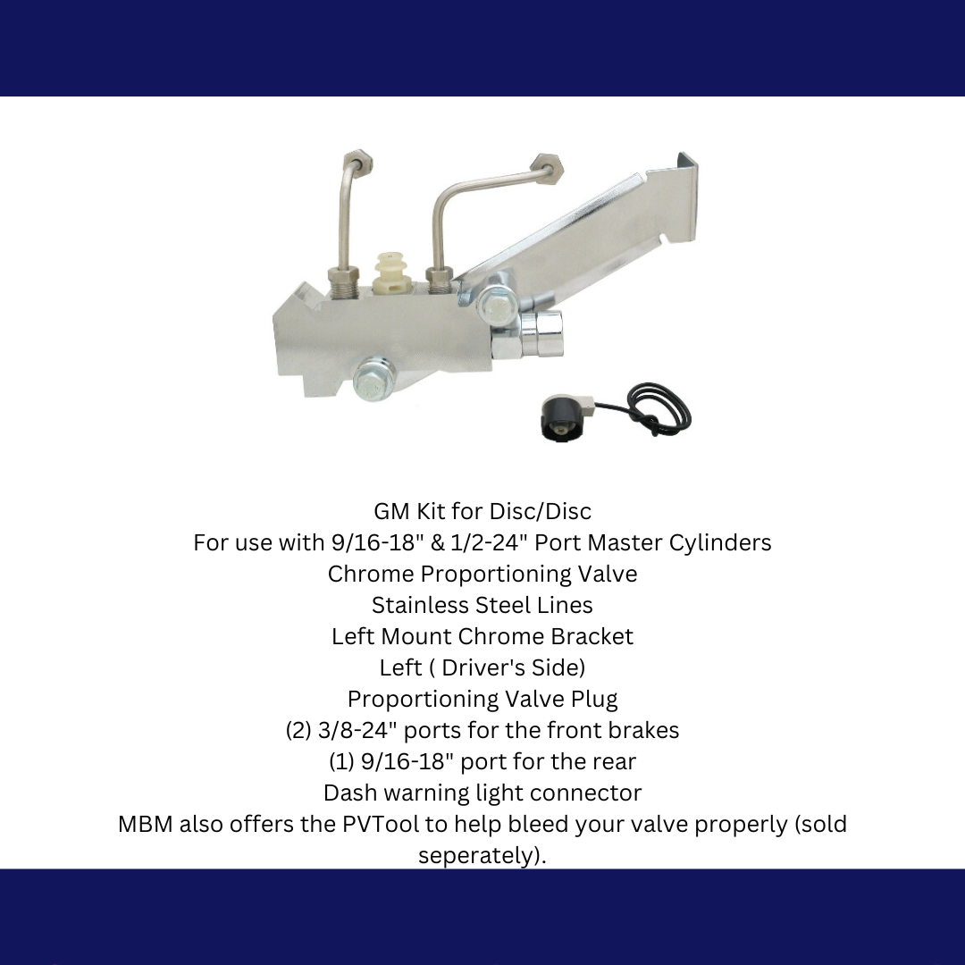GM Left Side Prop Valve Kit. Disc/Disc - Chrome PV4CK-2 Brakes MBM