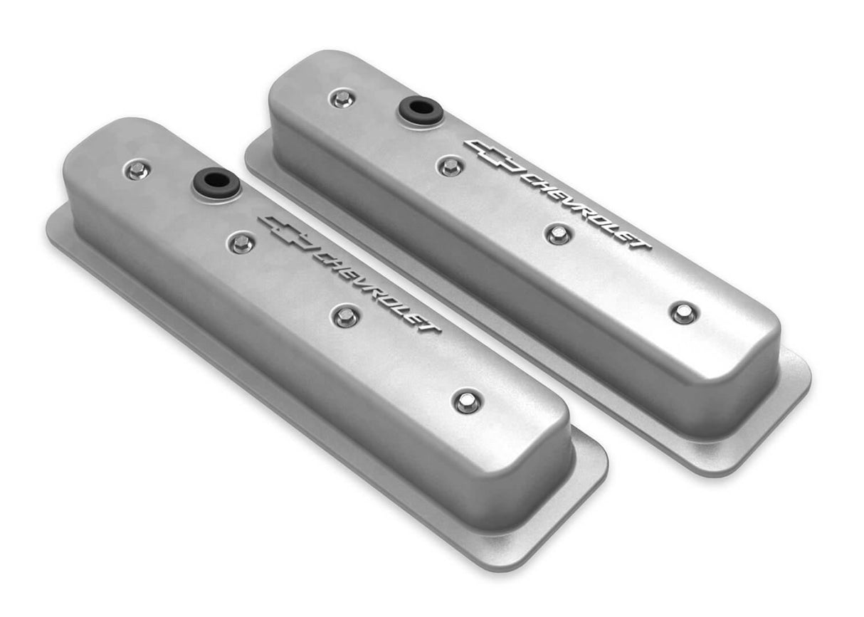 Holley GM Muscle Series Center Bolt Valve Covers - 241-290 for Chevy black polished aluminum