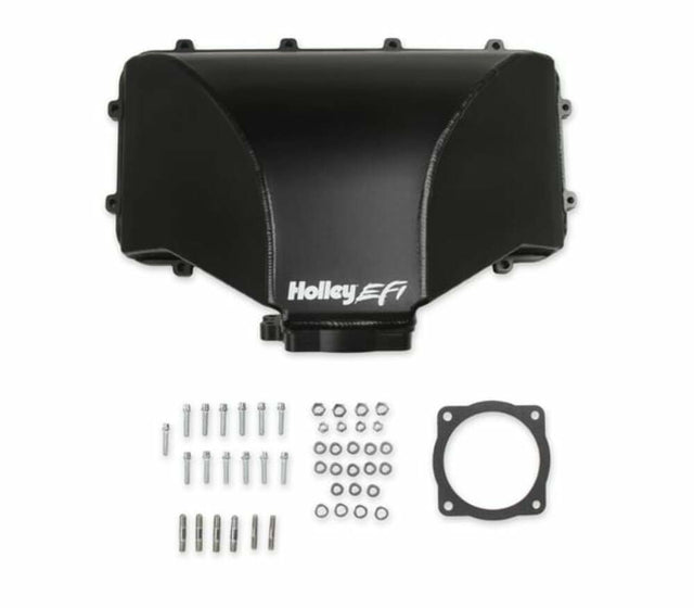 Holley EFI HI-RAM 95MM Fabricated Side Mount Plenum Top - 300-281 for Ford black aluminum