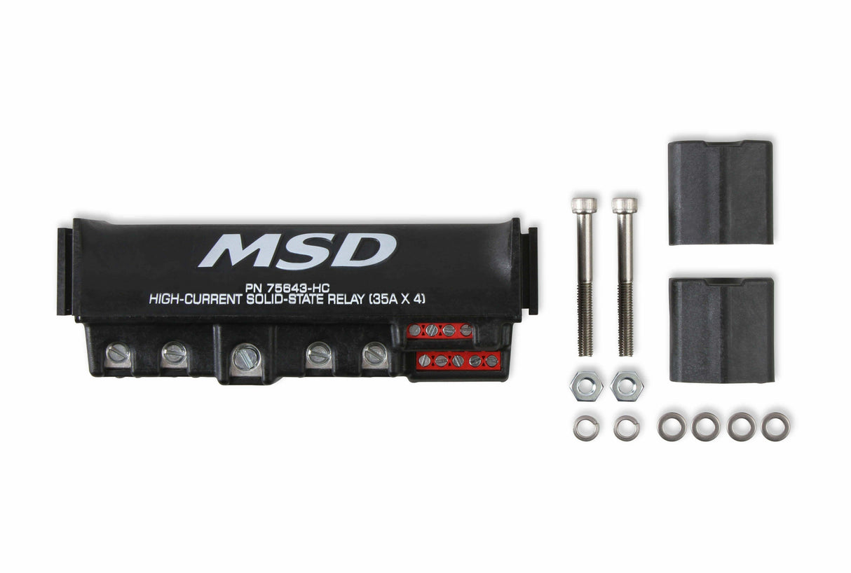 MSD ignition component for 1950-1990 Ford F-150 black red RELAY-35AX4-BLACK-75643-HC