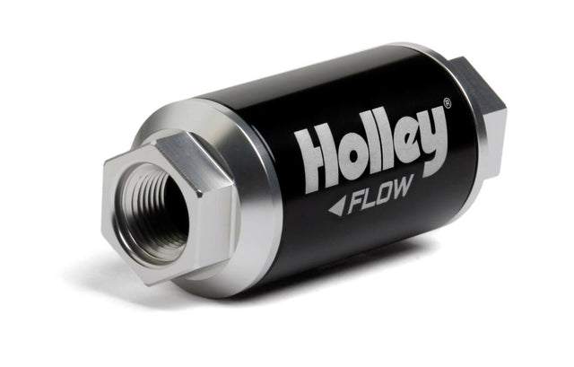 Holley 162-551 - 100 GPH HP Billet Fuel Filter - Street/Strip Carb or EFI Applications Pre Filter 100 Micron black stainless steel aluminum