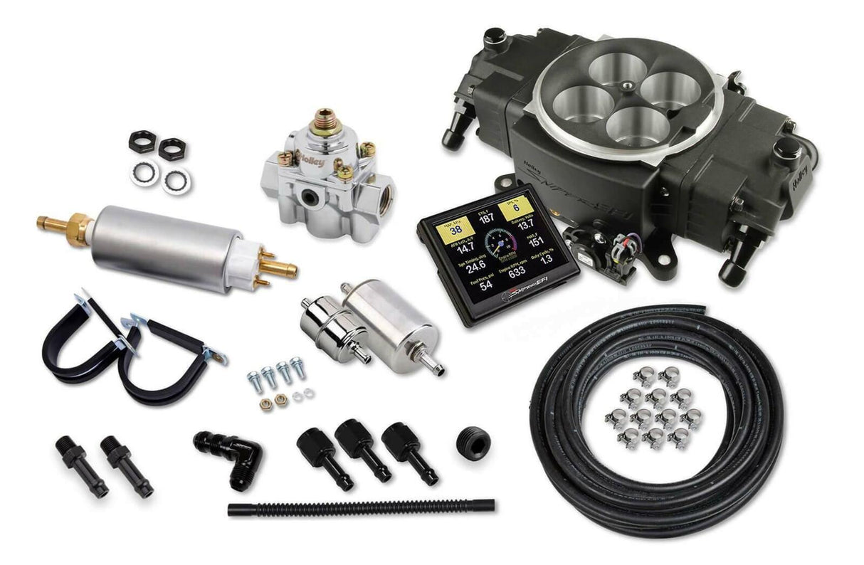 Holley EFI 550-871K Sniper EFI Stealth 4150 Master Kit - Black Finish for Ford black stainless steel