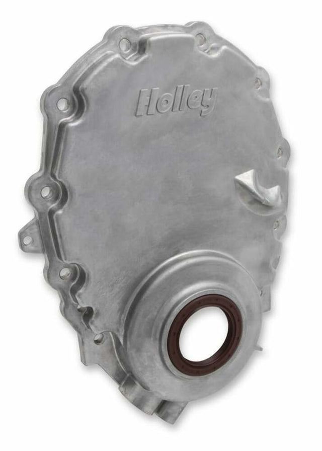 Holley Cast Aluminum Timing Chain Cover - 21-150 for 1985-1986 Chevy C10 black aluminum