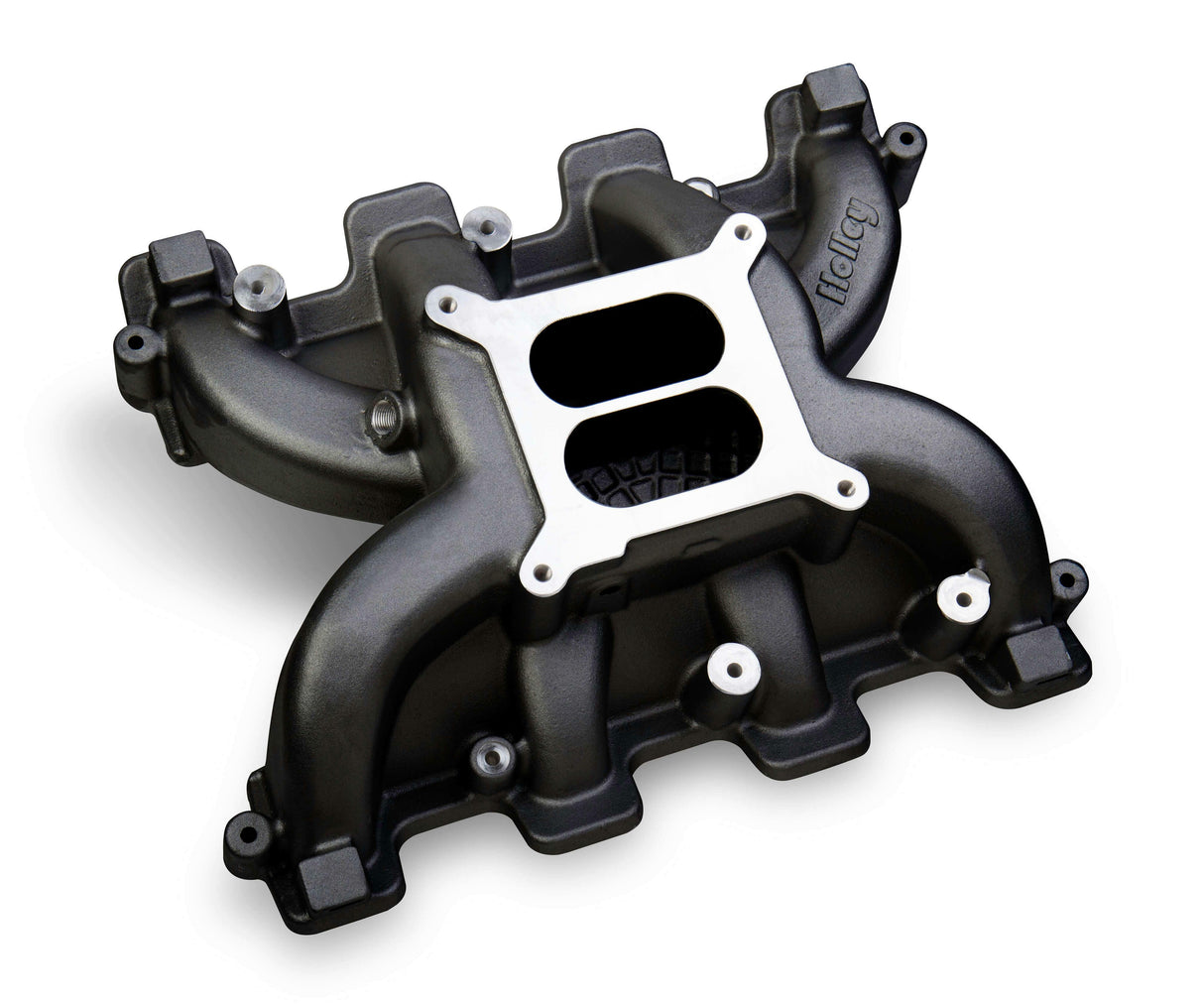Holley Dual Plane Carbureted Intake - GM LS3/L92 - Black - 300-129BK for 2008-2013 Chevy Corvette black aluminum
