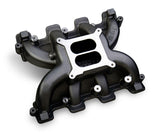 Holley Dual Plane Carbureted Intake - GM LS3/L92 - Black - 300-129BK for 2008-2013 Chevy Corvette black aluminum