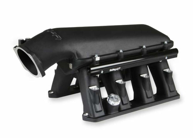 Holley GEN III HEMI Hi-Ram EFI Manifold BLACK - 300-651BK for 2005-2010 Dodge Challenger black aluminum