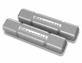 Holley GM Licensed Vintage Series SBC Valve Covers - 241-106 for 1958-1986 Chevy El Camino black polished aluminum