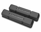Holley GM Licensed Vintage Series SBC Valve Covers Satin Black Finish 241-108 for 1958-1986 Chevy El Camino black polished aluminum