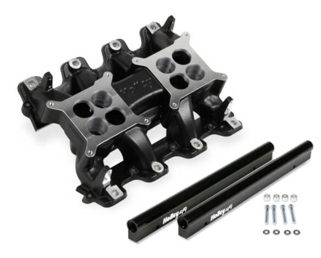 Holley EFI LS EFI Manifold - 2x4 Dual Plane - Black - 300-121BK black aluminum