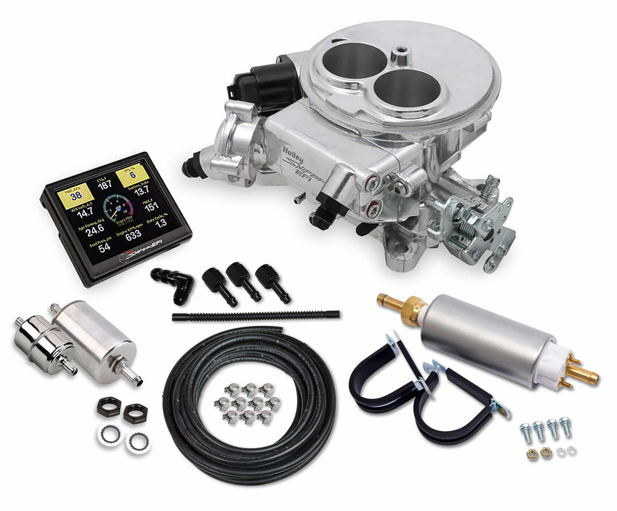 Holley EFI Sniper EFI 550-849K 2300 Carb 2 Barrel Master Fuel Injection Kit Polished for Ford polished stainless steel