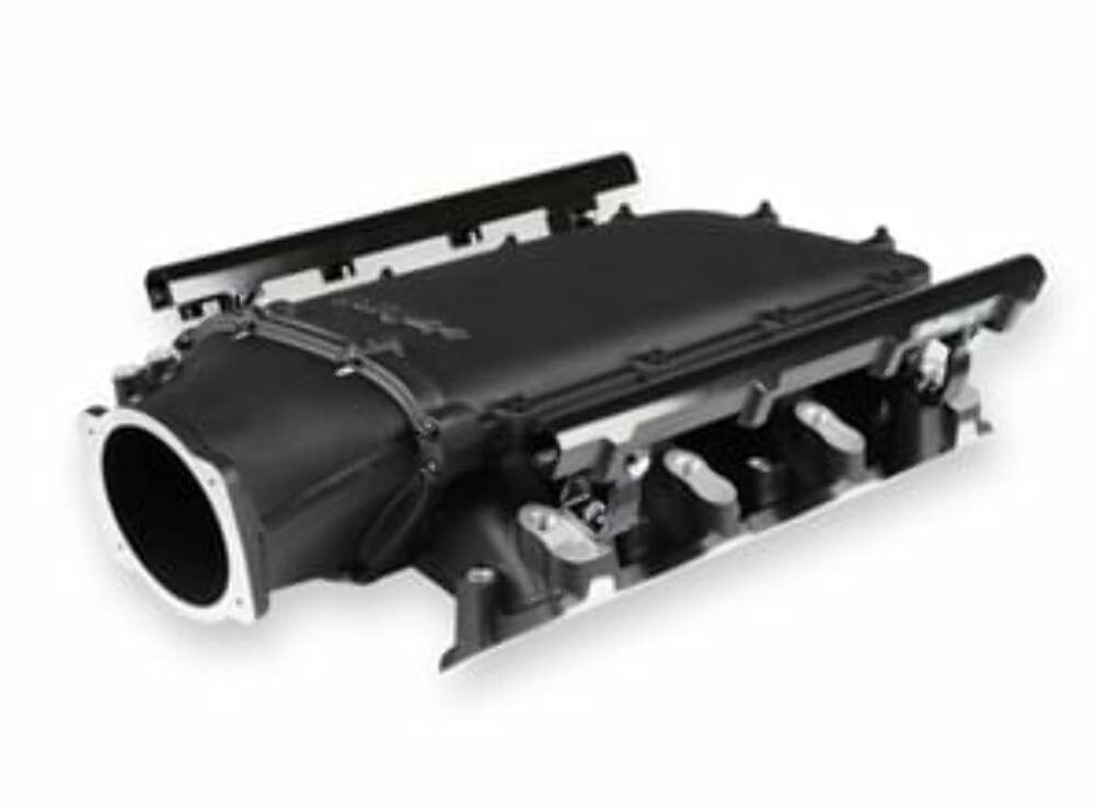 Holley EFI Ultra Lo-Ram Manifold Kit Single Injector- Black - GM LS3/L92 300-680BK for Ram Corvette black aluminum