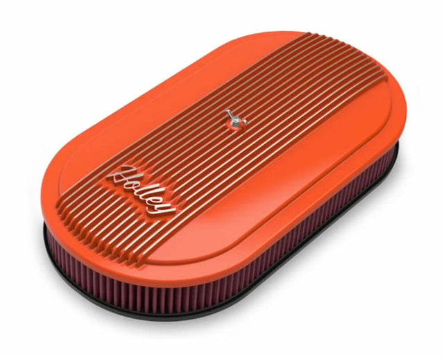 Holley Vintage Series Oval Air Cleaner - Factory Orange Machined - 120-403 aluminum