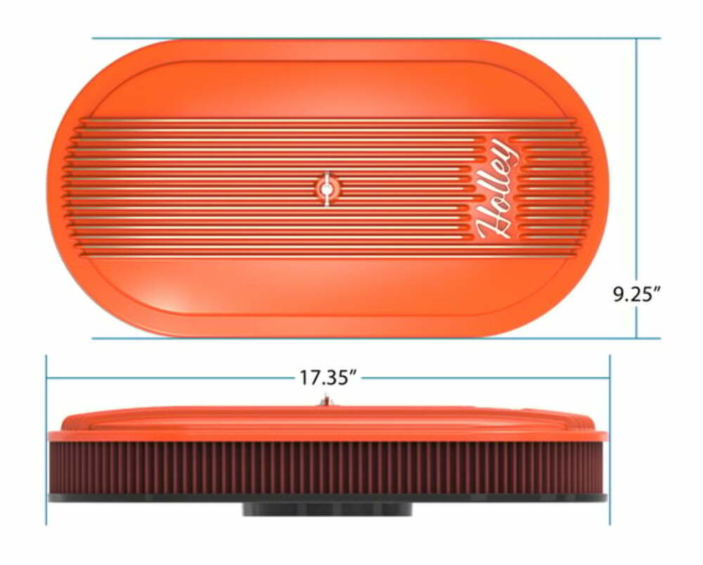 Holley Vintage Series Oval Air Cleaner - Factory Orange Machined - 120-403