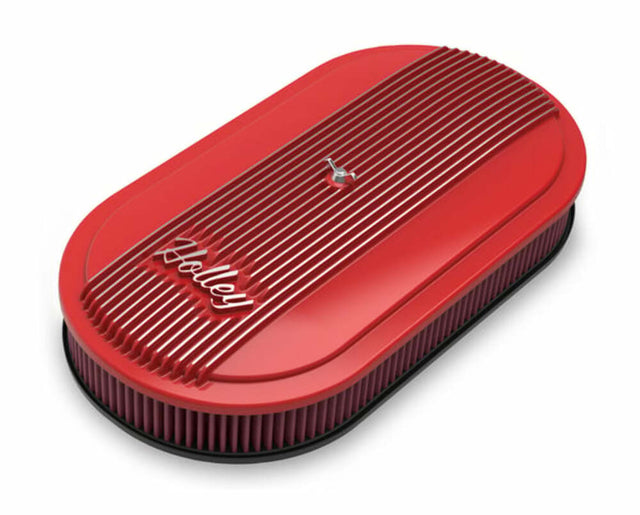 Holley Vintage Series Oval Air Cleaner - Gloss Red Machined - 120-404 aluminum