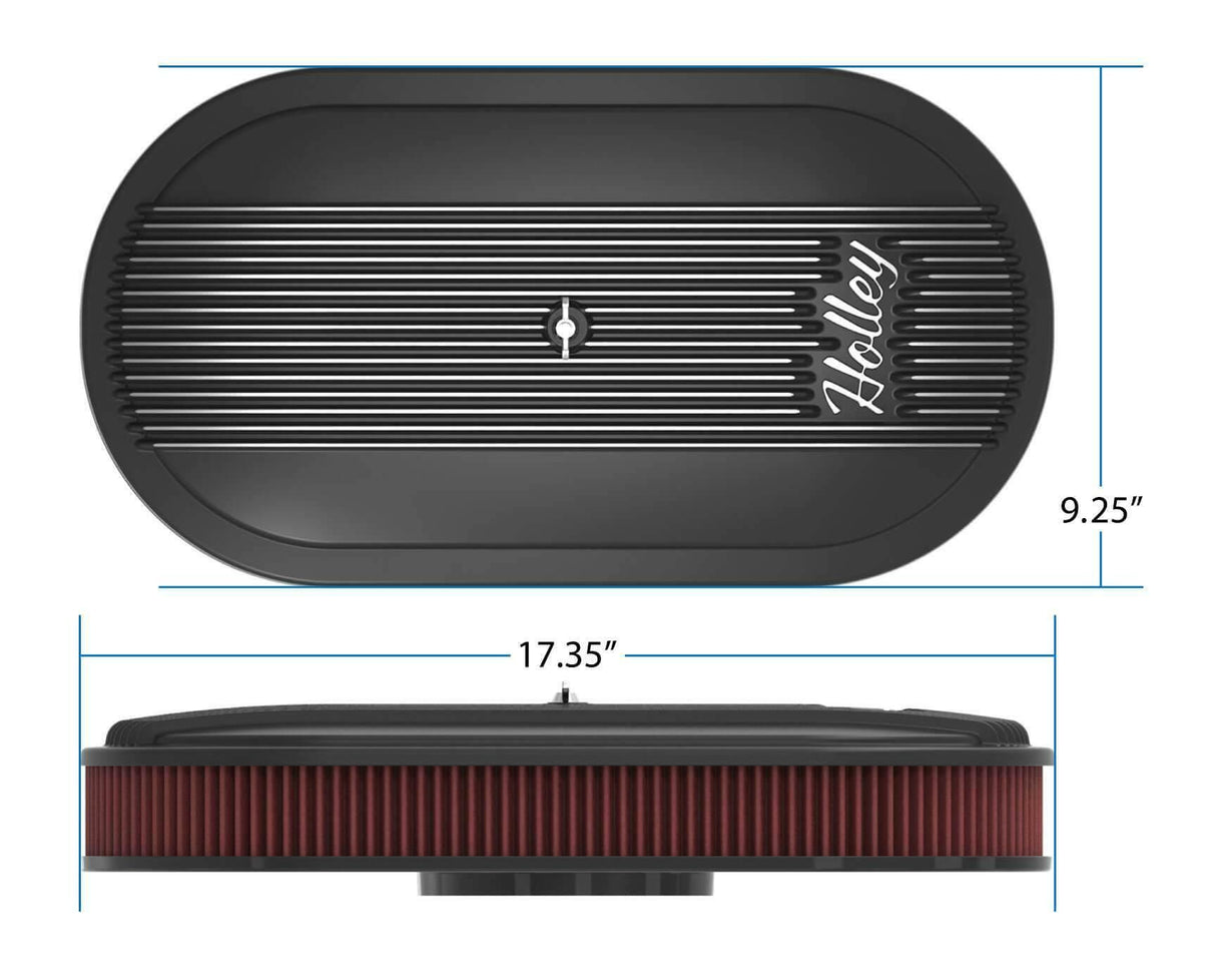 Holley Vintage Series Oval Air Cleaner - Satin Black Machined - 120-402