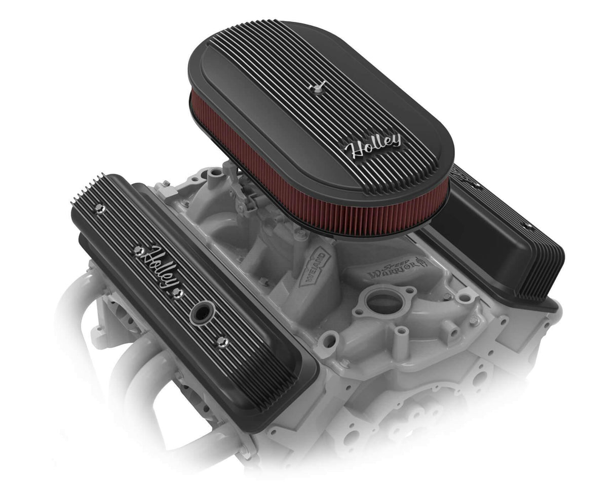 Holley Vintage Series Oval Air Cleaner - Satin Black Machined - 120-402