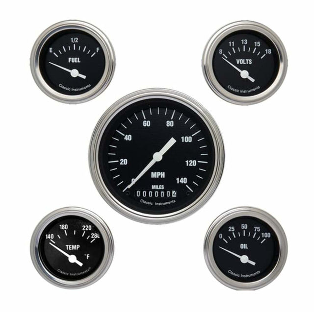 Classic Instruments analog dash gauge set black