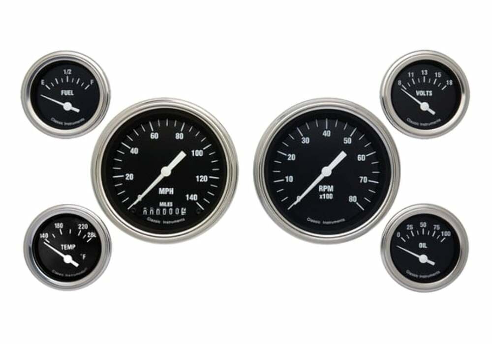Classic Instruments analog dash gauge set black