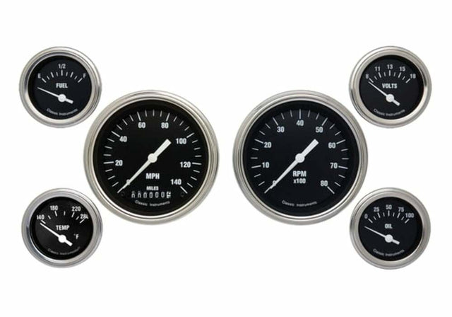Classic Instruments analog dash gauge set black