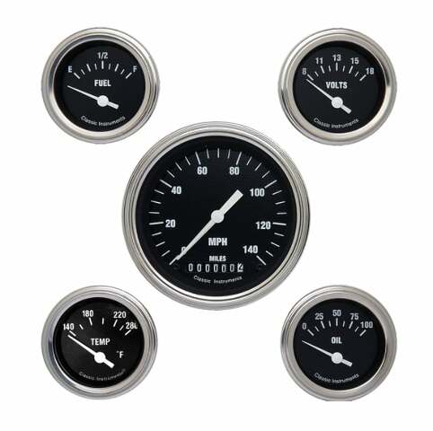 Classic Instruments analog dash gauge set black