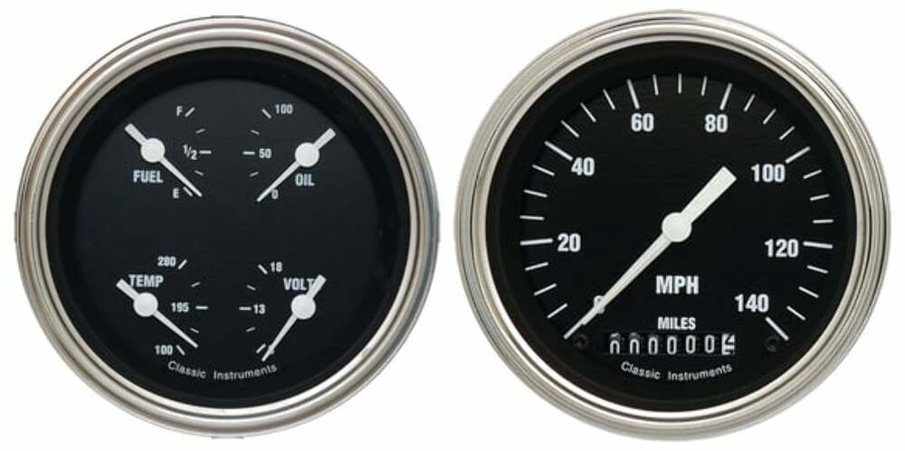 Classic Instruments analog dash gauge set black