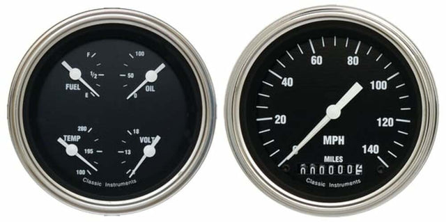 Classic Instruments analog dash gauge set black