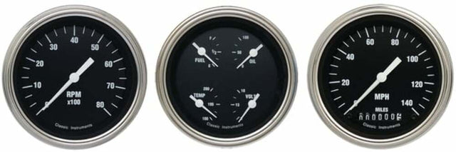 Classic Instruments analog dash gauge set black