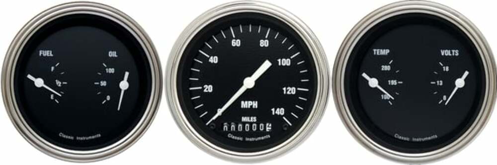 Classic Instruments analog dash gauge set black