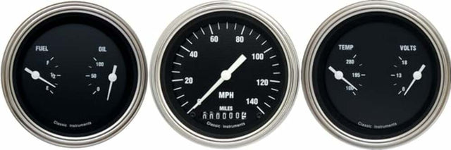 Classic Instruments analog dash gauge set black