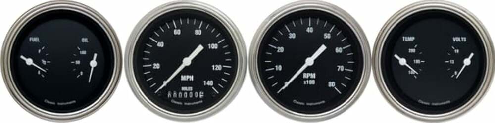 Classic Instruments analog dash gauge set black