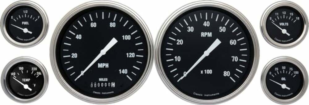 Classic Instruments analog dash gauge set black
