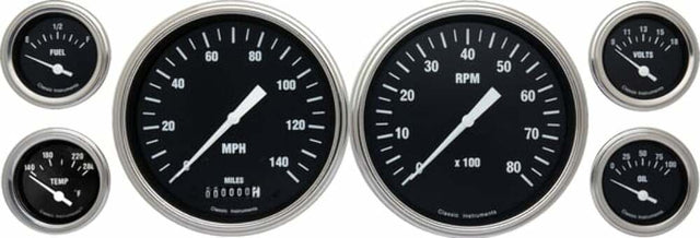 Classic Instruments analog dash gauge set black