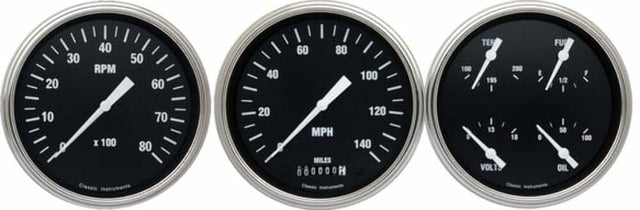 Classic Instruments analog dash gauge set black