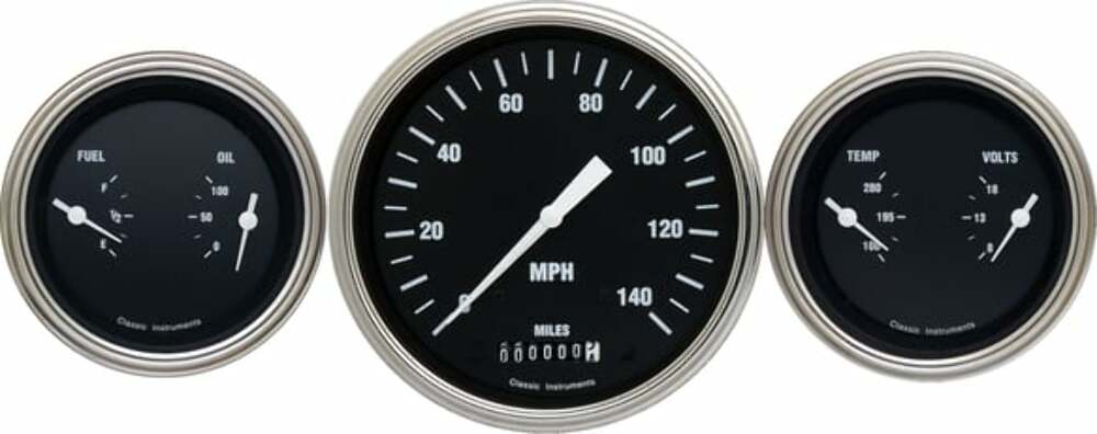 Classic Instruments analog dash gauge set black