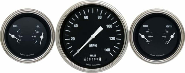 Classic Instruments analog dash gauge set black
